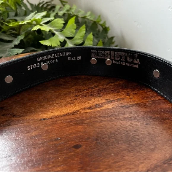 Resistol vintage genuine leather belt with silver feather accent. - Picture 4 of 5